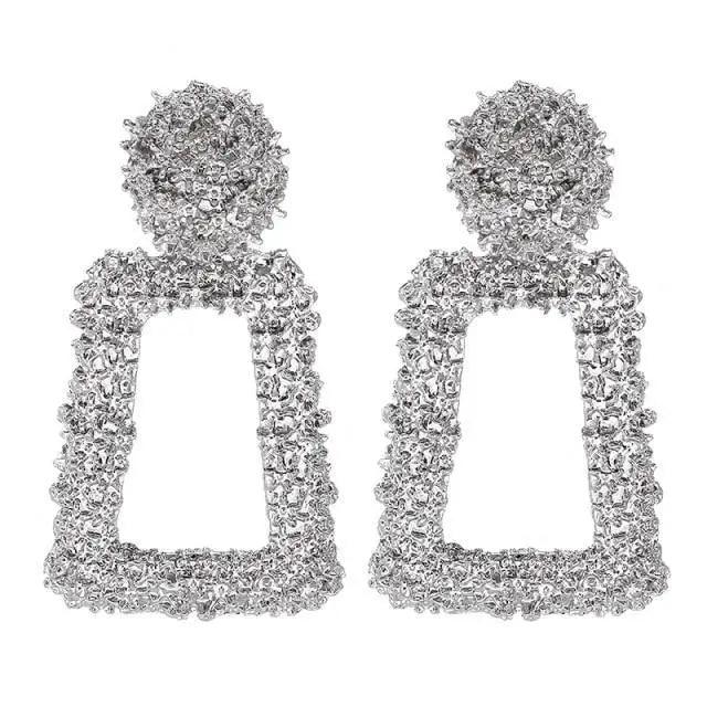 Gorgeous Gold Textured Large Pendant Women’s Earrings Unique Metal Brilliant Drop Earrings for Women And Girls - 2