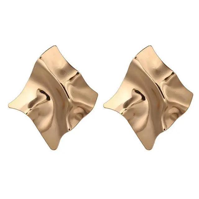 Gorgeous Gold Textured Large Pendant Women’s Earrings Unique Metal Brilliant Drop Earrings for Women And Girls - 15