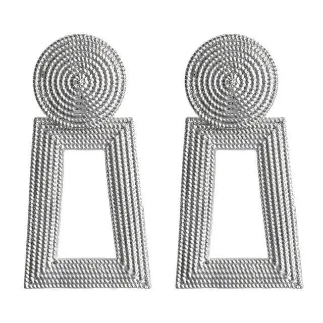 Gorgeous Gold Textured Large Pendant Women’s Earrings Unique Metal Brilliant Drop Earrings for Women And Girls - 13