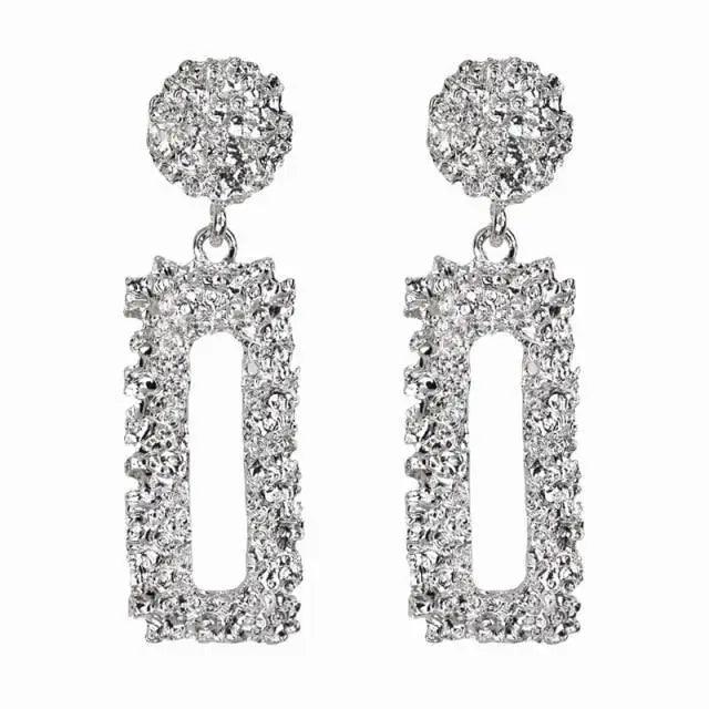 Gorgeous Gold Textured Large Pendant Women’s Earrings Unique Metal Brilliant Drop Earrings for Women And Girls