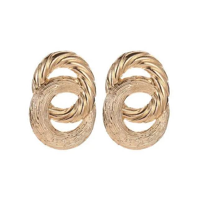 Gorgeous Gold Textured Large Pendant Women’s Earrings Unique Metal Brilliant Drop Earrings for Women And Girls - 5