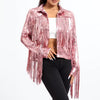 Modern Trend Sterlling Women's Tassel Sequin Jacket Autumn Winter Streewear Rock Stylish Long-sleeved Silver Reflective Jacket Women Outwear Tops