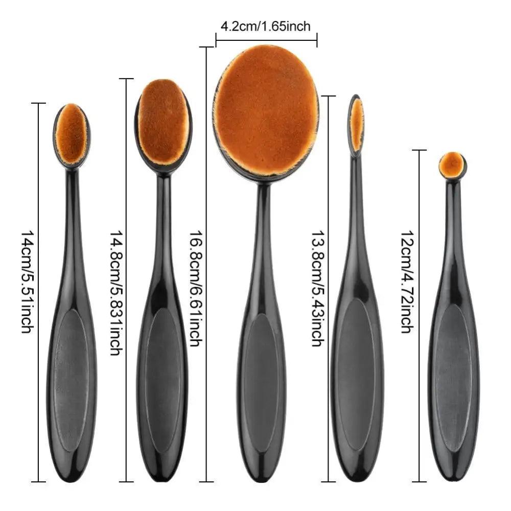 Incredible 5Pcs Oval Makeup Brushes Portable Toothbrush Oval Nylon Hair Cosmetic Makeup Blush Face Foundation Blending