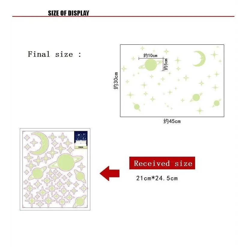 Kids Room Classic and Charming lights Starry Sky Creative Star of the World Moon Luminous Fluorescent PVC Wall Stickers