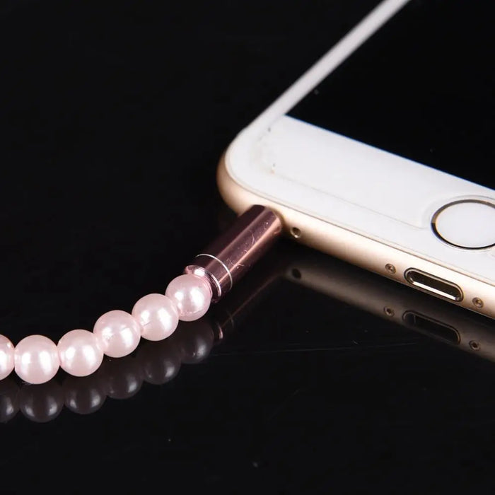 Ladies Luxury Pearl Necklace Pink Earphones With Mic Excellent Sound Quality Stereo Earphones For Everyday