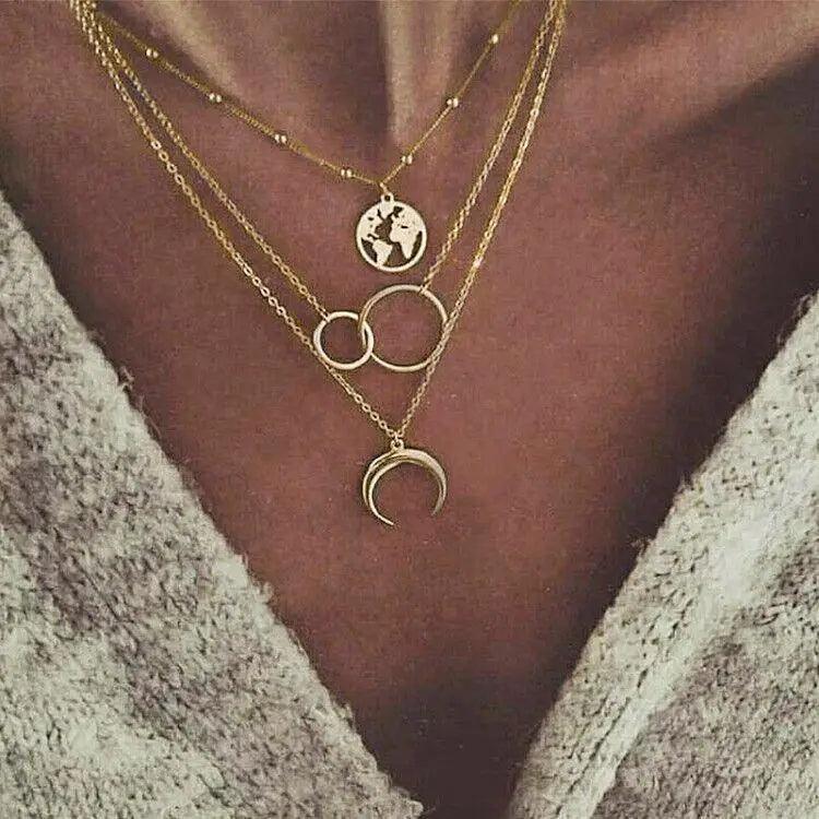 Luxury Fashion Multi - layered Snake Chain Necklace For Women Vintage Style Party Jewelry Necklace Gifts For Women - 19