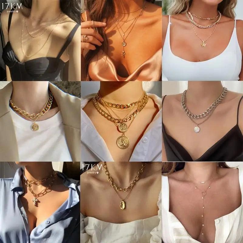 Luxury Fashion Multi - layered Snake Chain Necklace For Women Vintage Style Party Jewelry Necklace Gifts For Women