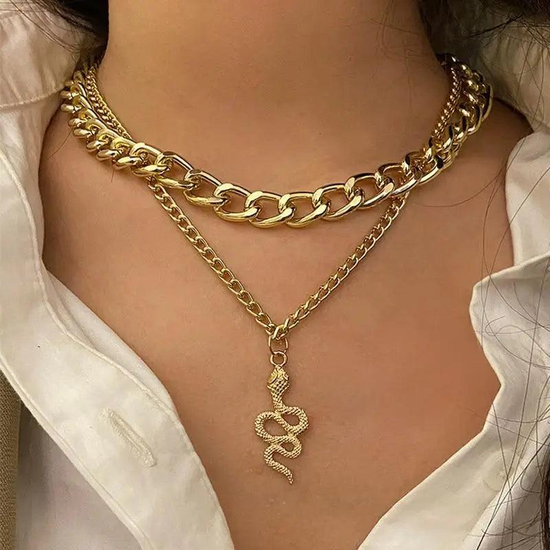 Luxury Fashion Multi - layered Snake Chain Necklace For Women Vintage Style Party Jewelry Necklace Gifts For Women - 8