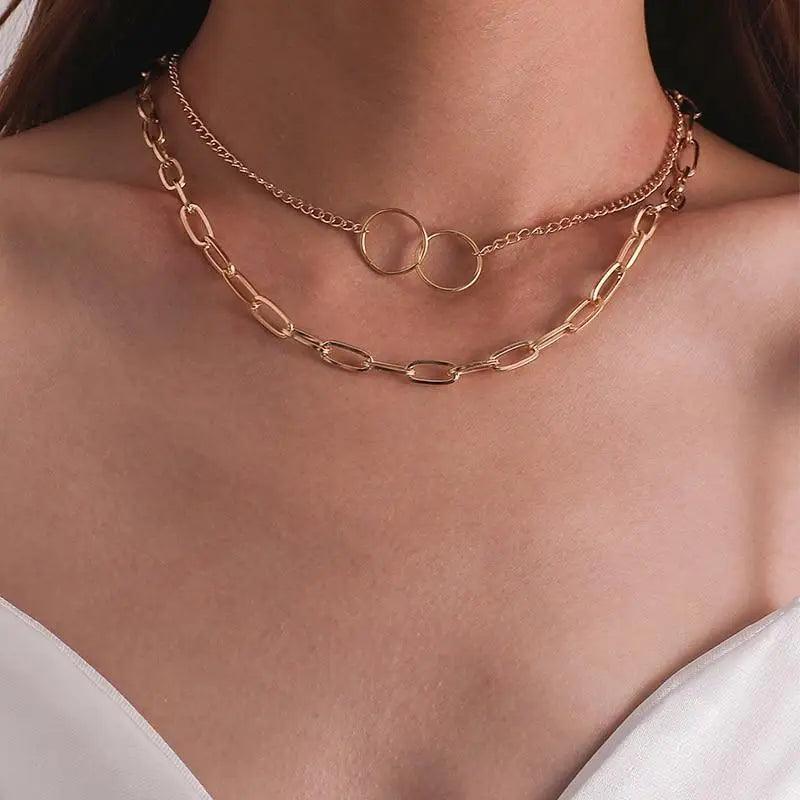 Luxury Fashion Multi - layered Snake Chain Necklace For Women Vintage Style Party Jewelry Necklace Gifts For Women - 23
