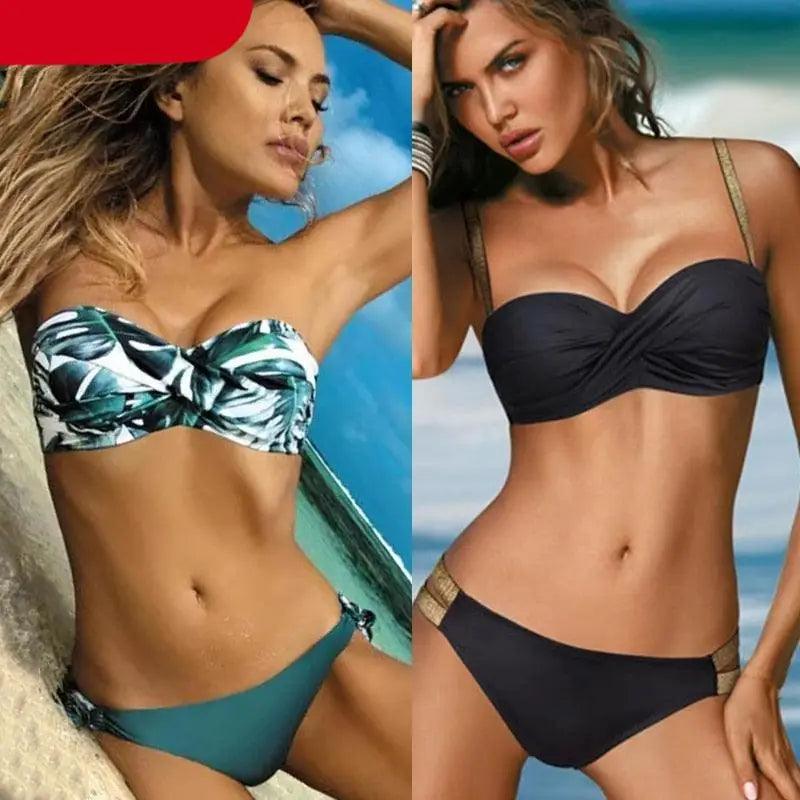 Cool 2021 Sexy Luxury Woman Bikini Solid Color Bikini Women Swimwear Bandeau Swimsuit Modern Female Bathing Suit Push Up Bikini Set Beachwear - Treko - beach bikini, beachwear, bikini set, female bathing suit, push up bikini, woman bikini, woman swimsuit, Woman swimwear- Stevvex.com