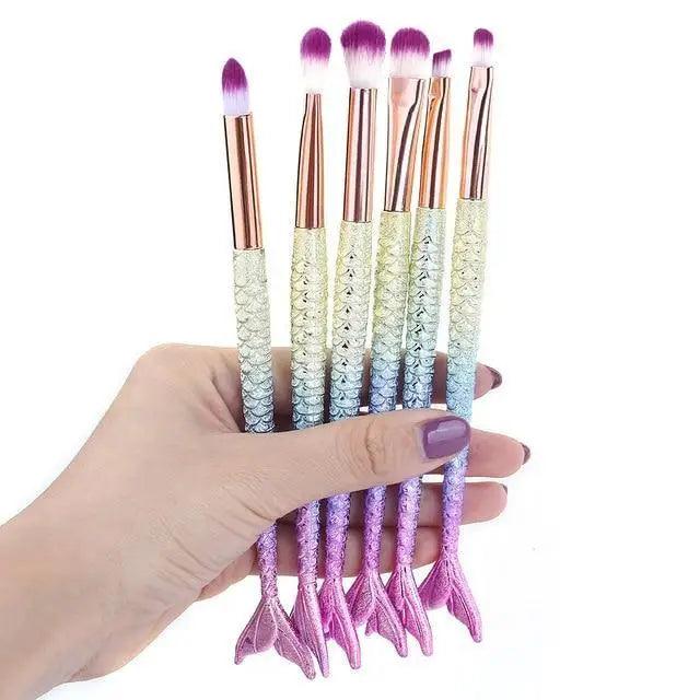 Makeup Brushes Kit Natural Tool Pencil Cosmetics Foundation Artist Mermaid Highlighter Face Set Of Bronzer Eyeshadow