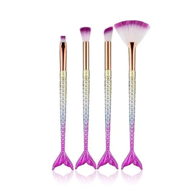 Makeup Brushes Kit Natural Tool Pencil Cosmetics Foundation Artist Mermaid Highlighter Face Set Of Bronzer Eyeshadow