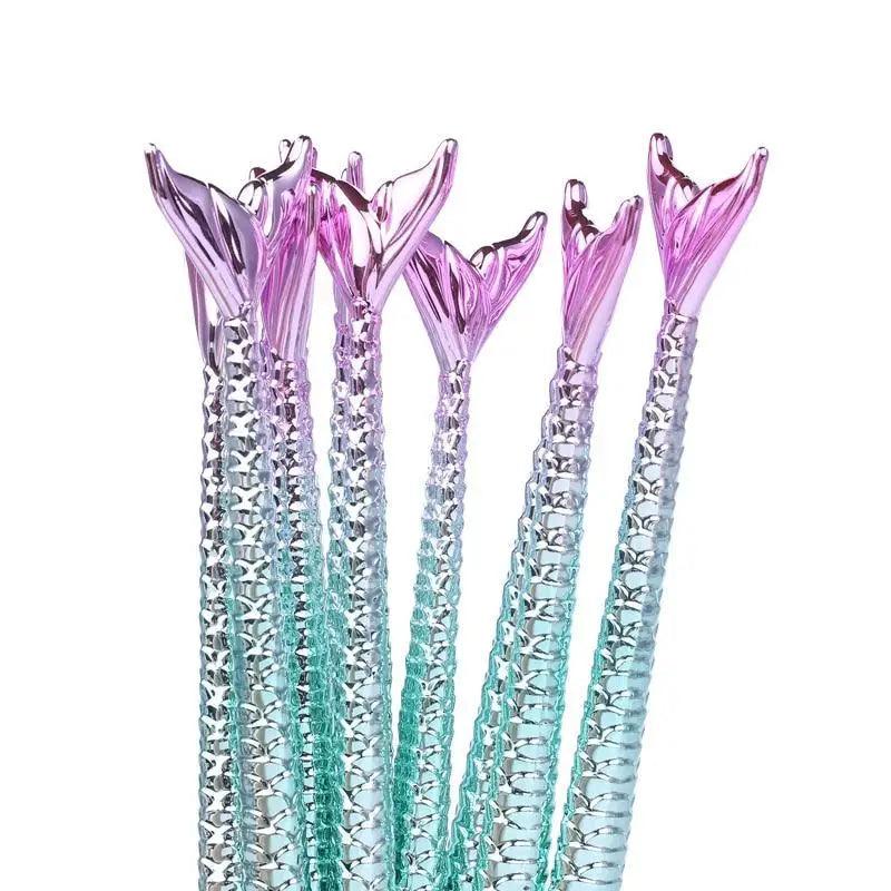 Makeup Brushes Kit Natural Tool Pencil Cosmetics Foundation Artist Mermaid Highlighter Face Set Of Bronzer Eyeshadow