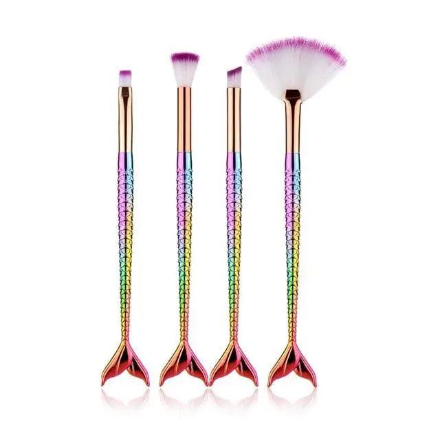 Makeup Brushes Kit Natural Tool Pencil Cosmetics Foundation Artist Mermaid Highlighter Face Set Of Bronzer Eyeshadow