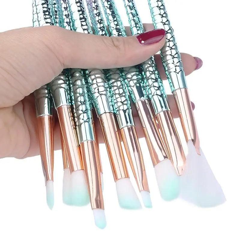 Makeup Brushes Kit Natural Tool Pencil Cosmetics Foundation Artist Mermaid Highlighter Face Set Of Bronzer Eyeshadow
