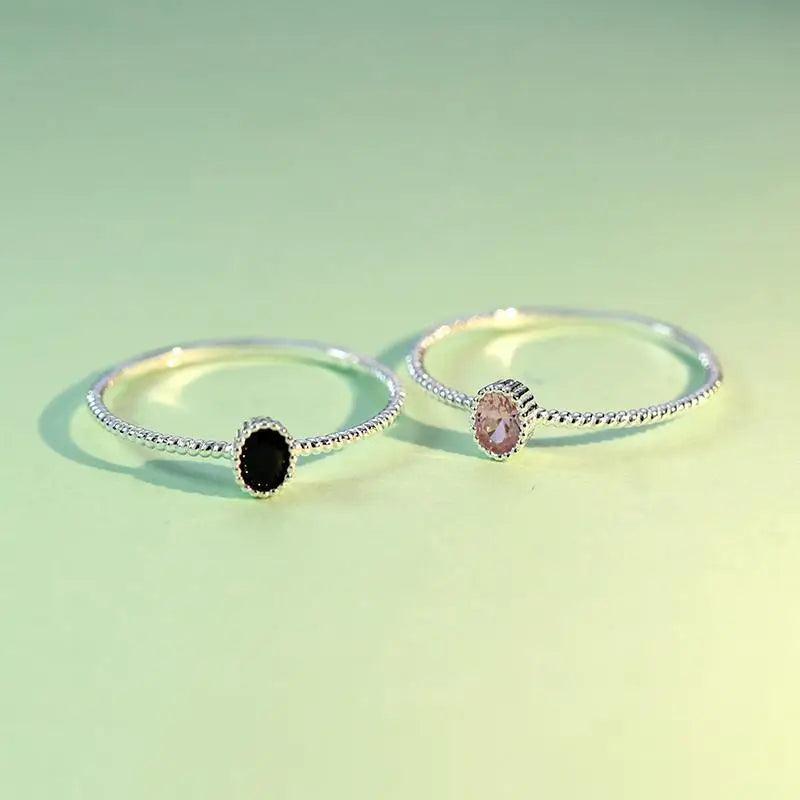 Modern Shiny Sterling Silver Dazzling Black Pink Rings For Women And Girls - Wonderful For Women/Girls/Teen agers