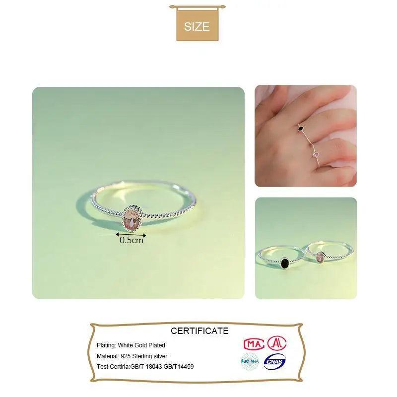 Modern Shiny Sterling Silver Dazzling Black Pink Rings For Women And Girls - Wonderful For Women/Girls/Teen agers