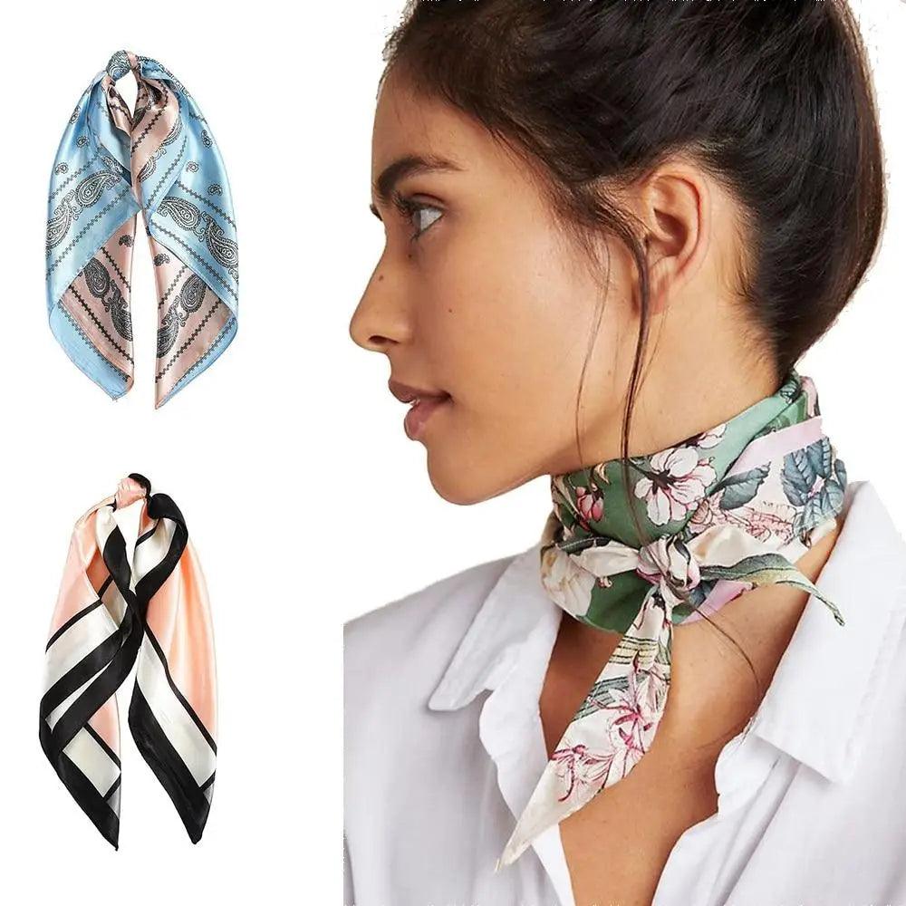 Multi - Functional Square Silk Scarf 60*60cm Headband Hairbands Hair Hoop Accessories For Women,Girl,Lady Head Neck