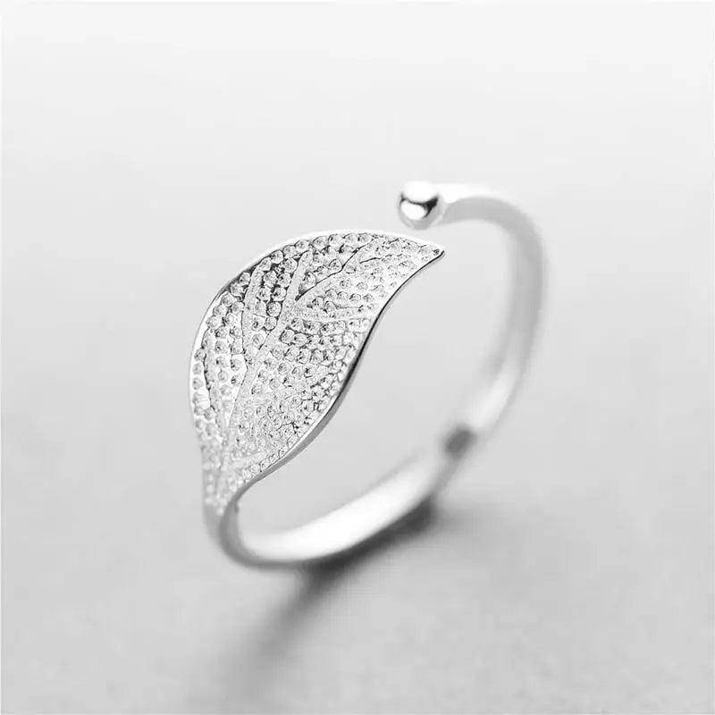 New Aesthetic 925 Sterling Silver simple leaf Adjustable Ring for women - Cute fashion jewelry for women - ALLURELATION - 2021 Trending rings, 571, Aesthetic rings for women, cute Fashion jewelry, Elegant rings, engagement rings, fashion rings, Fashion wedding rings, Jewelry, rings for women, Simple rings, Stylish rings, trending rings, womens jewelry - Stevvex.com