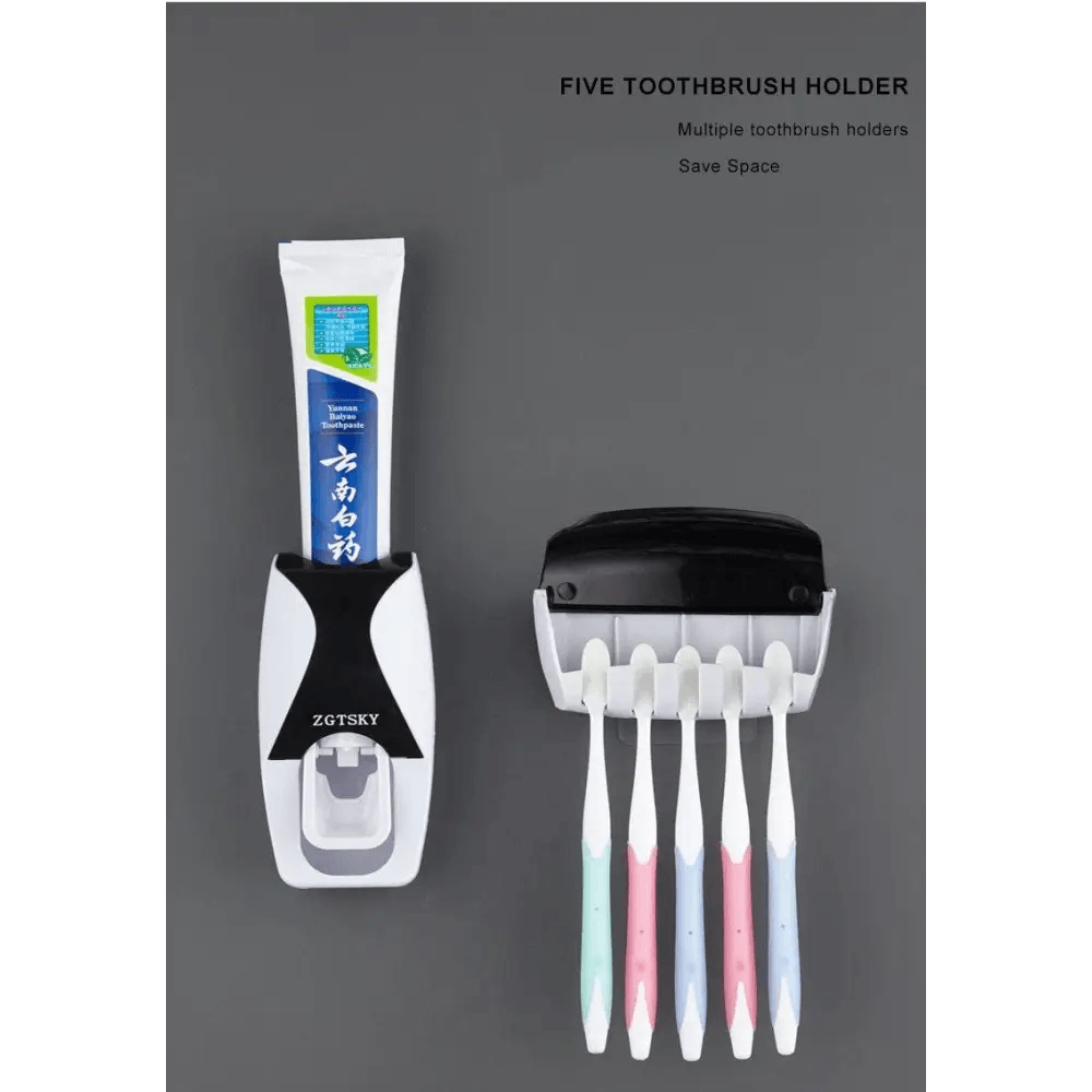 New Durable Automatic Toothpaste Dispenser Wall Mount Dust-proof Toothbrush Holder Wall Mount Storage Rack Bathroom Accessories Set Squeezer - ALLURELATION - Automatic Toothpaste Dispenser, bathroom accessories, Bathroom Accessories Set Squeezer, Best selling toothpaste holder, Dust-proof Toothbrush Holder, hot sale wall mount storage, Luxury dust proof holder, Toothbrush Holder, Toothpaste Dispenser, top quality bathroom accessories, Wall Mount dispenser, Wall Mount Storage rack - Stevvex.com