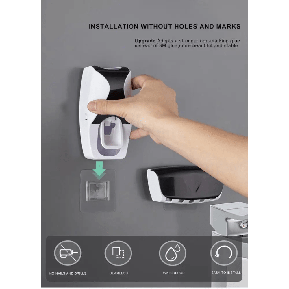 New Durable Automatic Toothpaste Dispenser Wall Mount Dust-proof Toothbrush Holder Wall Mount Storage Rack Bathroom Accessories Set Squeezer - ALLURELATION - Automatic Toothpaste Dispenser, bathroom accessories, Bathroom Accessories Set Squeezer, Best selling toothpaste holder, Dust-proof Toothbrush Holder, hot sale wall mount storage, Luxury dust proof holder, Toothbrush Holder, Toothpaste Dispenser, top quality bathroom accessories, Wall Mount dispenser, Wall Mount Storage rack - Stevvex.com