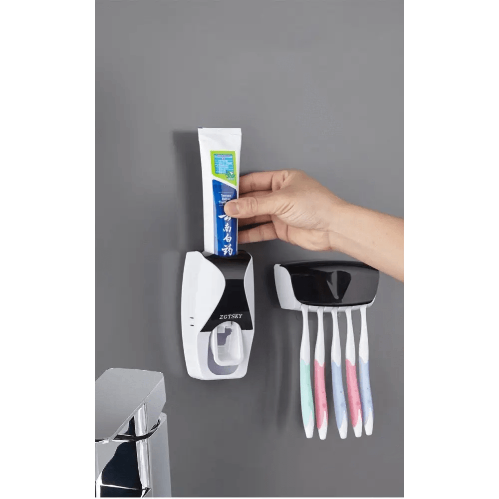 New Durable Automatic Toothpaste Dispenser Wall Mount Dust-proof Toothbrush Holder Wall Mount Storage Rack Bathroom Accessories Set Squeezer - ALLURELATION - Automatic Toothpaste Dispenser, bathroom accessories, Bathroom Accessories Set Squeezer, Best selling toothpaste holder, Dust-proof Toothbrush Holder, hot sale wall mount storage, Luxury dust proof holder, Toothbrush Holder, Toothpaste Dispenser, top quality bathroom accessories, Wall Mount dispenser, Wall Mount Storage rack - Stevvex.com