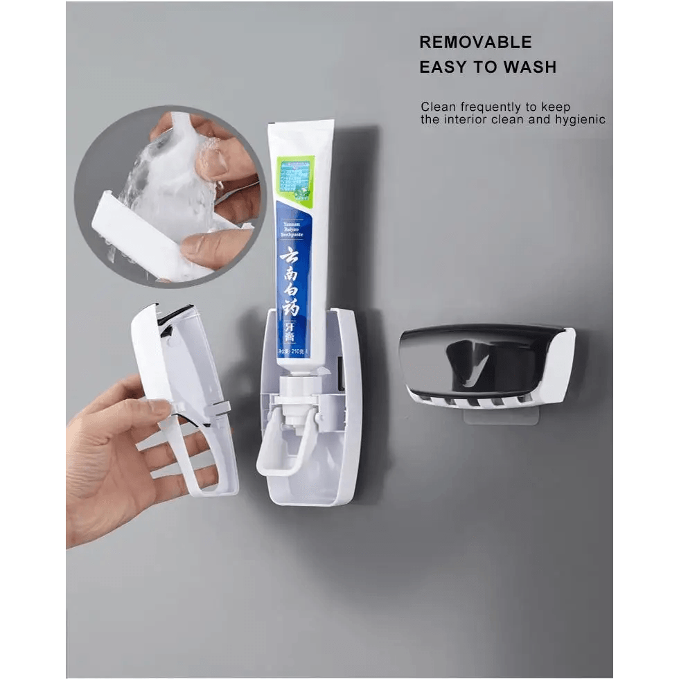 New Durable Automatic Toothpaste Dispenser Wall Mount Dust-proof Toothbrush Holder Wall Mount Storage Rack Bathroom Accessories Set Squeezer - ALLURELATION - Automatic Toothpaste Dispenser, bathroom accessories, Bathroom Accessories Set Squeezer, Best selling toothpaste holder, Dust-proof Toothbrush Holder, hot sale wall mount storage, Luxury dust proof holder, Toothbrush Holder, Toothpaste Dispenser, top quality bathroom accessories, Wall Mount dispenser, Wall Mount Storage rack - Stevvex.com