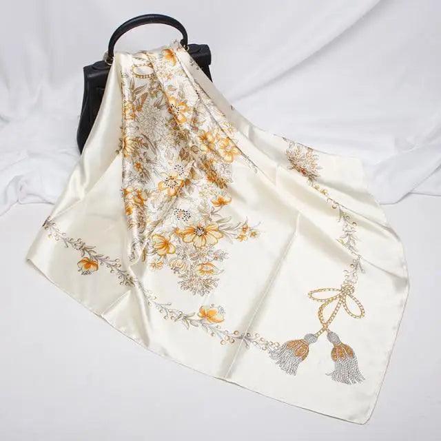 New Elegance Fashionable Scarves for Women Shawl Print Silk Satin Hijab Scarf Female Bandana 90*90cm Luxury Square Shawls Scarfs For Ladies - ALLURELATION - Best quality shawl, casual wear for ladies, elegance shawls, gift for girls, gift scarfs, Hijab for girl, Luxury Square Shawls, Party wear shawl, Print Silk Satin, Scarf Female, Scarfs For Ladies, Scarves for Women, Shawl for women, Shawl IN Print Silk, Silk Satin, Square Shawls, stylish satins, unique design scarf, vintage style hijab - Stevvex.com