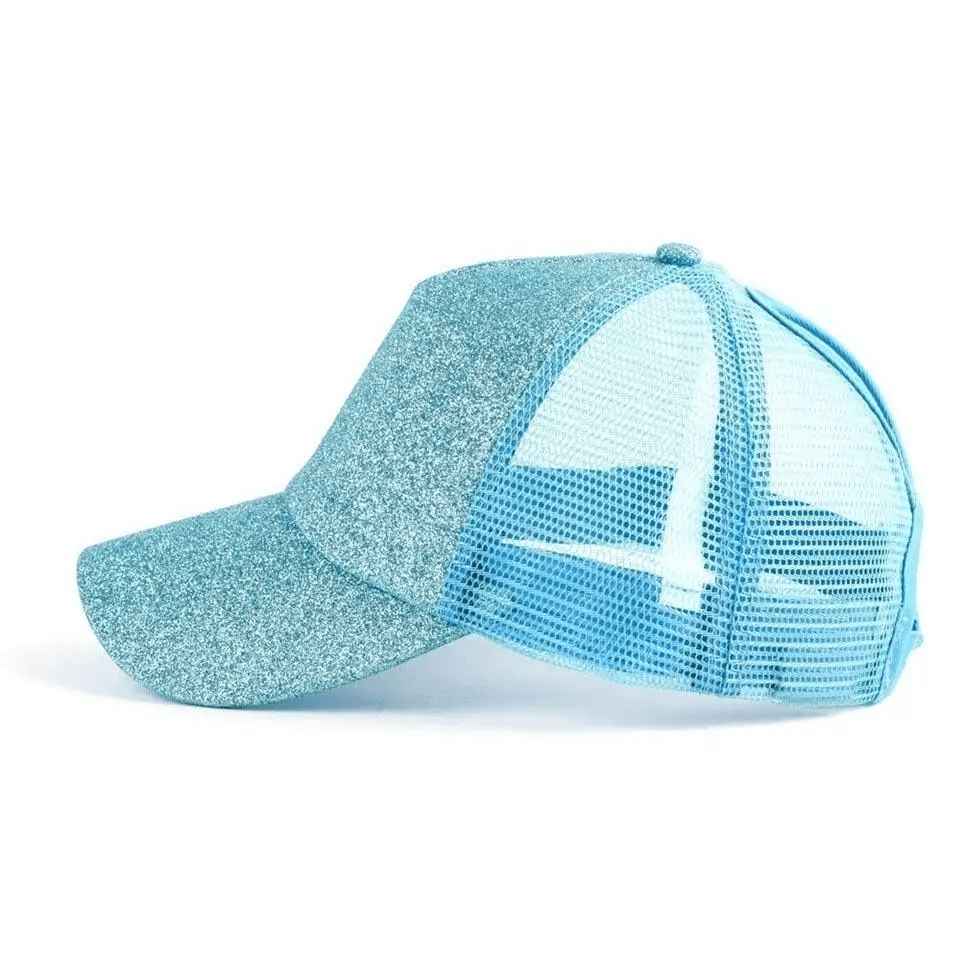 New Elegant Glitter Ponytail Baseball Caps Sequins Shining High Quality Fashionable Cap For Womens Messy Bun Adjustable