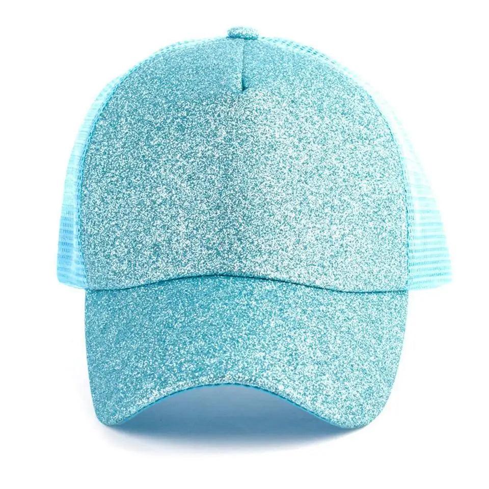 New Elegant Glitter Ponytail Baseball Caps Sequins Shining High Quality Fashionable Cap For Womens Messy Bun Adjustable