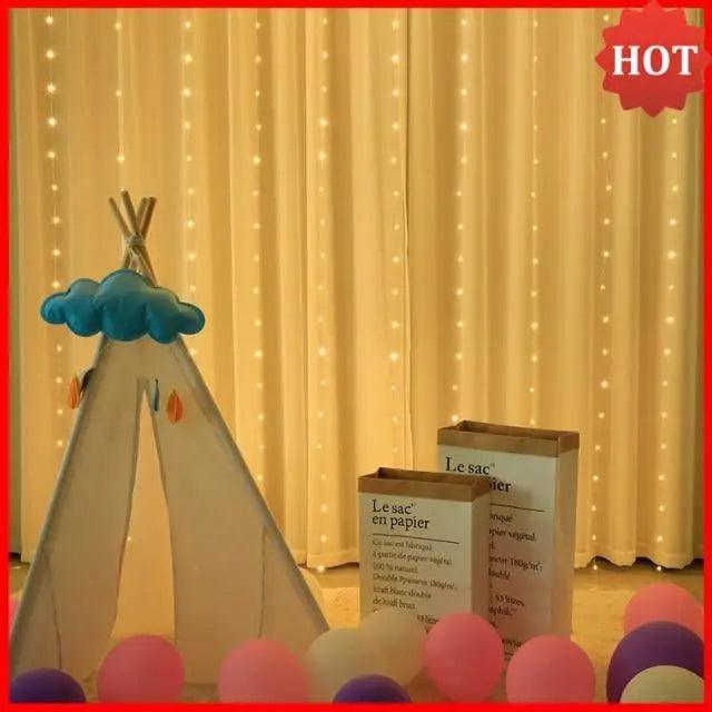 New Fabulous Curtain for Room New Year’s Wedding Christmas Lights Decorations Curtains For Home Festoon Led Light