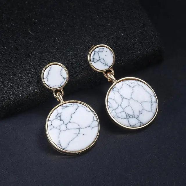New Latest Round Dangle Drop Women’s Earrings Stylish Round Heart Gold Female Earring - Trendy Wedding Jewelry - 4