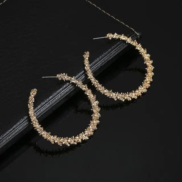 New Latest Round Dangle Drop Women’s Earrings Stylish Round Heart Gold Female Earring - Trendy Wedding Jewelry - 7