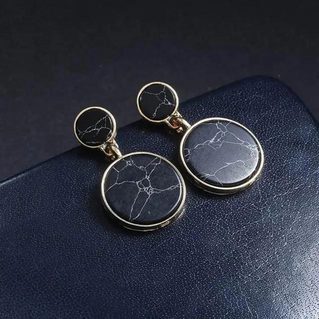 New Latest Round Dangle Drop Women’s Earrings Stylish Round Heart Gold Female Earring - Trendy Wedding Jewelry - 3