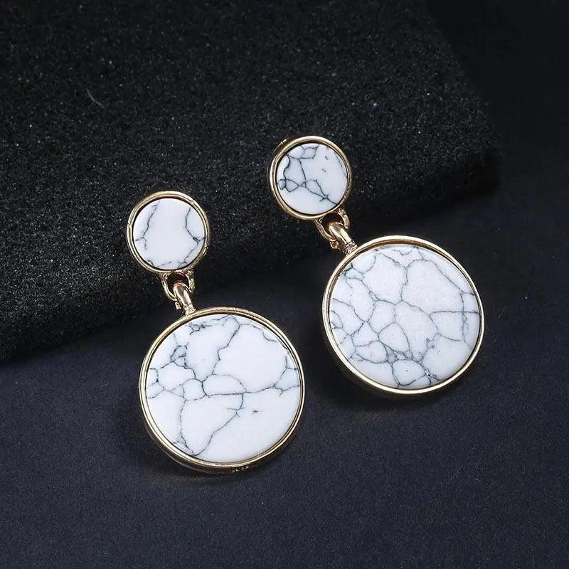 New Latest Round Dangle Drop Women’s Earrings Stylish Round Heart Gold Female Earring - Trendy Wedding Jewelry