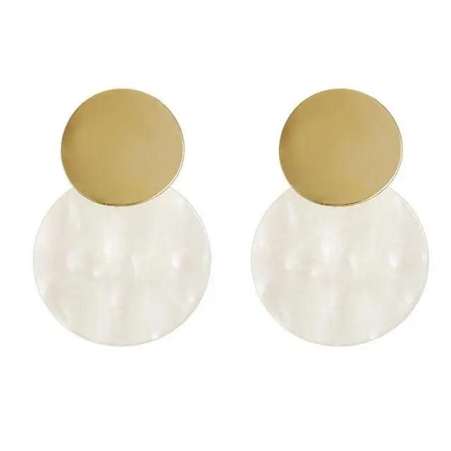 New Latest Round Dangle Drop Women’s Earrings Stylish Round Heart Gold Female Earring - Trendy Wedding Jewelry - 17