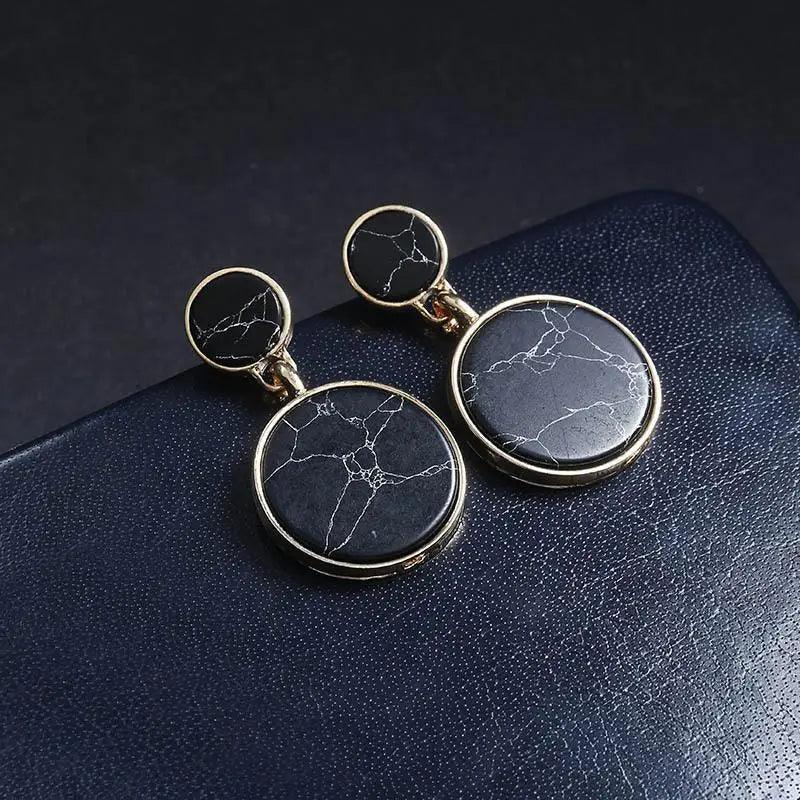 New Latest Round Dangle Drop Women’s Earrings Stylish Round Heart Gold Female Earring - Trendy Wedding Jewelry