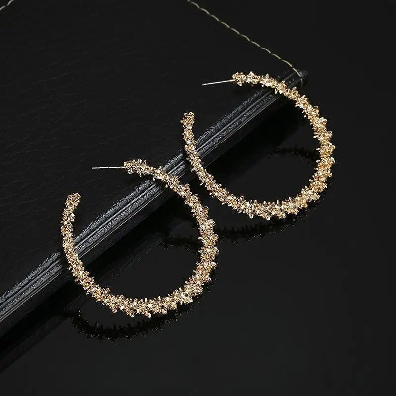 New Latest Round Dangle Drop Women’s Earrings Stylish Round Heart Gold Female Earring - Trendy Wedding Jewelry