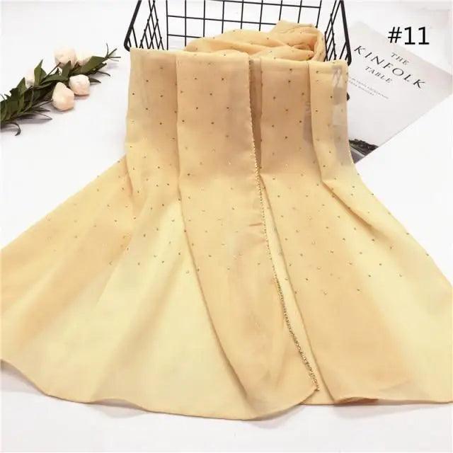 New Luxurious Gold Chiffon Head Scarf Solid Soft Long Muslim Scarves For Women Hijab Musulman Female Shawl and Wrap - ALLURELATION - Best quality haedscarf, Chiffon Head Scarf, gift for girls, Gold Chiffon Head Scarf, Head Scarf, Headcover, hijab, Hijab for girls, matching head scarf, matching shawl, Multi-use scarf, Muslim Scarves For Women, party scarf, Shawl and Wrap for females, solid Soft headscarf, Solid Soft Long scarf, stylish headcover, Vintage Style scraf - Stevvex.com