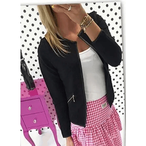 New Luxurious Women’s Fashionable Solid Color Pocket Zipper Casual Jacket Coat In 3 Colors Puls Size S - 4XL