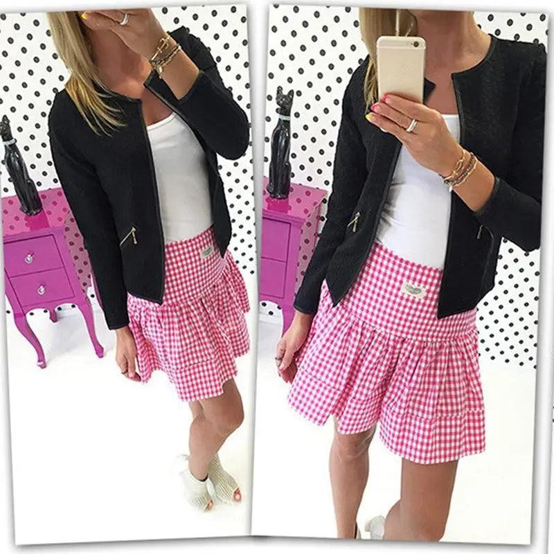 New Luxurious Women’s Fashionable Solid Color Pocket Zipper Casual Jacket Coat In 3 Colors Puls Size S - 4XL