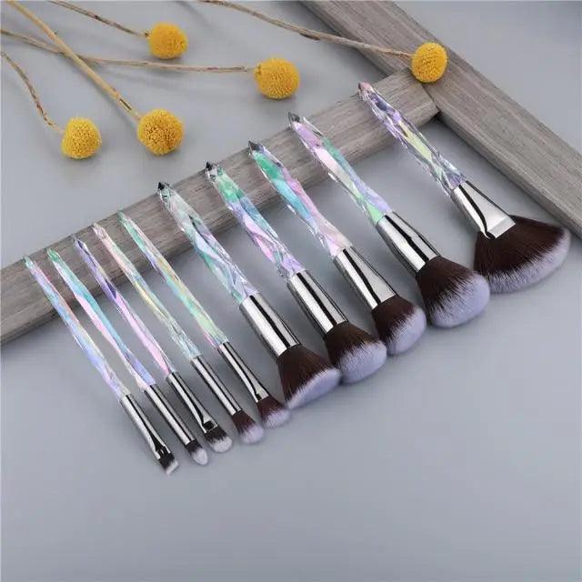 New Luxury Cosmic Color New Luxury Crystal Makeup Brushes Powder Foundation Eyeshadow Eyebrow Cosmetics for Face Fan