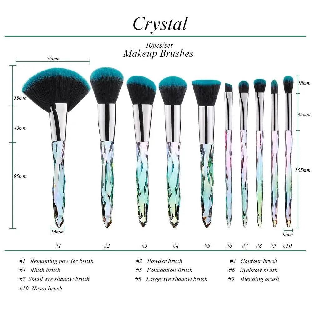 New Luxury Cosmic Color New Luxury Crystal Makeup Brushes Powder Foundation Eyeshadow Eyebrow Cosmetics for Face Fan
