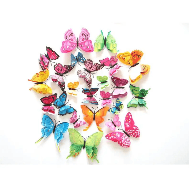 New Shinny 12pcs/set Hollow 3D Butterfly Wall Sticker for Wedding Decoration living room window Home Decor Gold silver