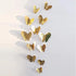 New Shinny 12pcs/set Hollow 3D Butterfly Wall Sticker for Wedding Decoration living room window Home Decor Gold silver