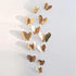 New Shinny 12pcs/set Hollow 3D Butterfly Wall Sticker for Wedding Decoration living room window Home Decor Gold silver