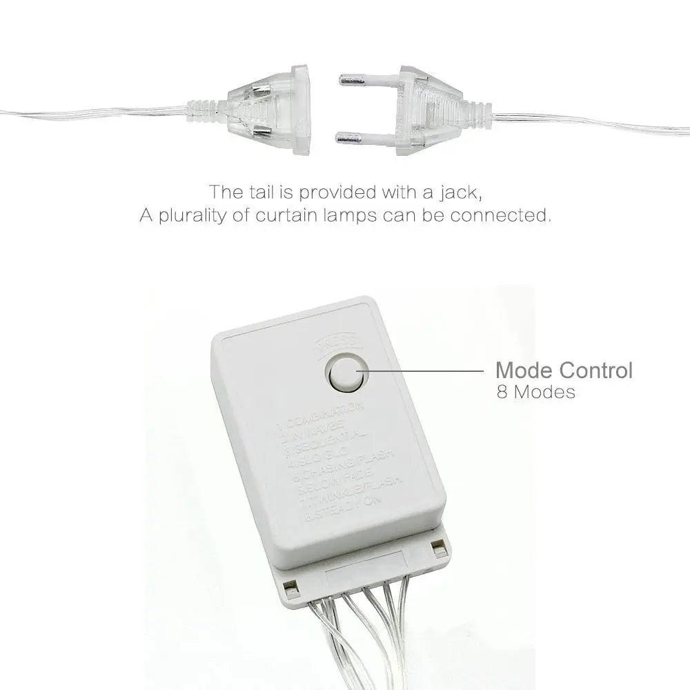 New Sizzling 4m droop 0.4 - 0.6m 96 LED Curtain String Lights For Outdoor Christmas Twinkle Fairy Garland EU/US Plug