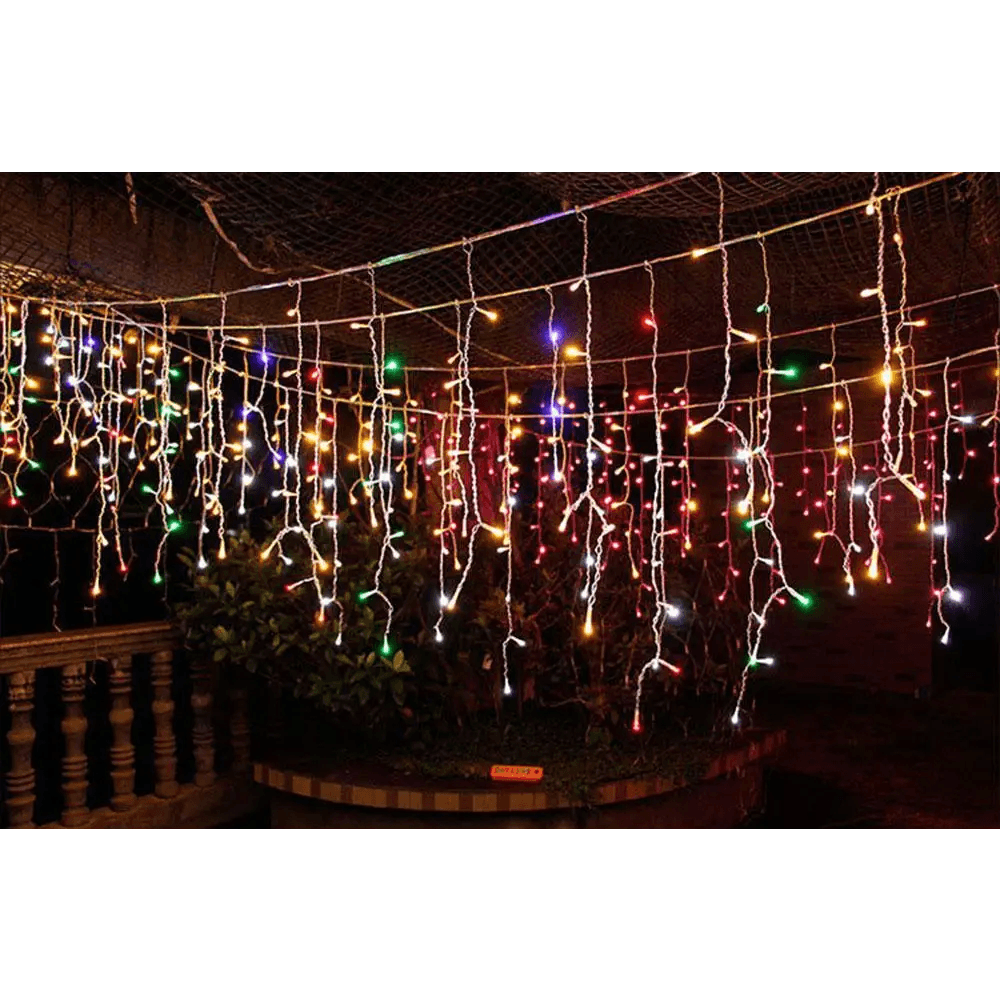 New Sizzling 4m droop 0.4 - 0.6m 96 LED Curtain String Lights For Outdoor Christmas Twinkle Fairy Garland EU/US Plug