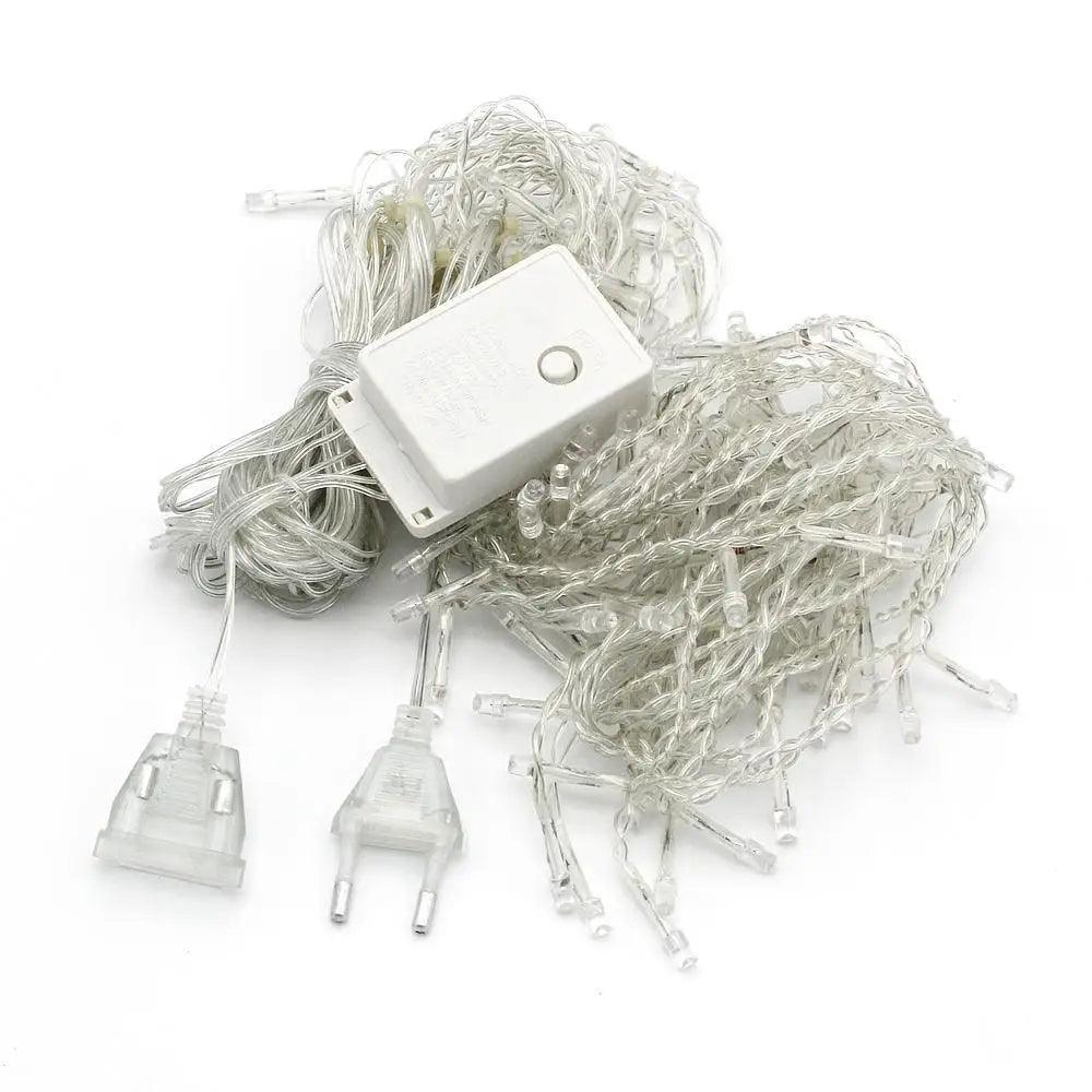 New Sizzling 4m droop 0.4 - 0.6m 96 LED Curtain String Lights For Outdoor Christmas Twinkle Fairy Garland EU/US Plug