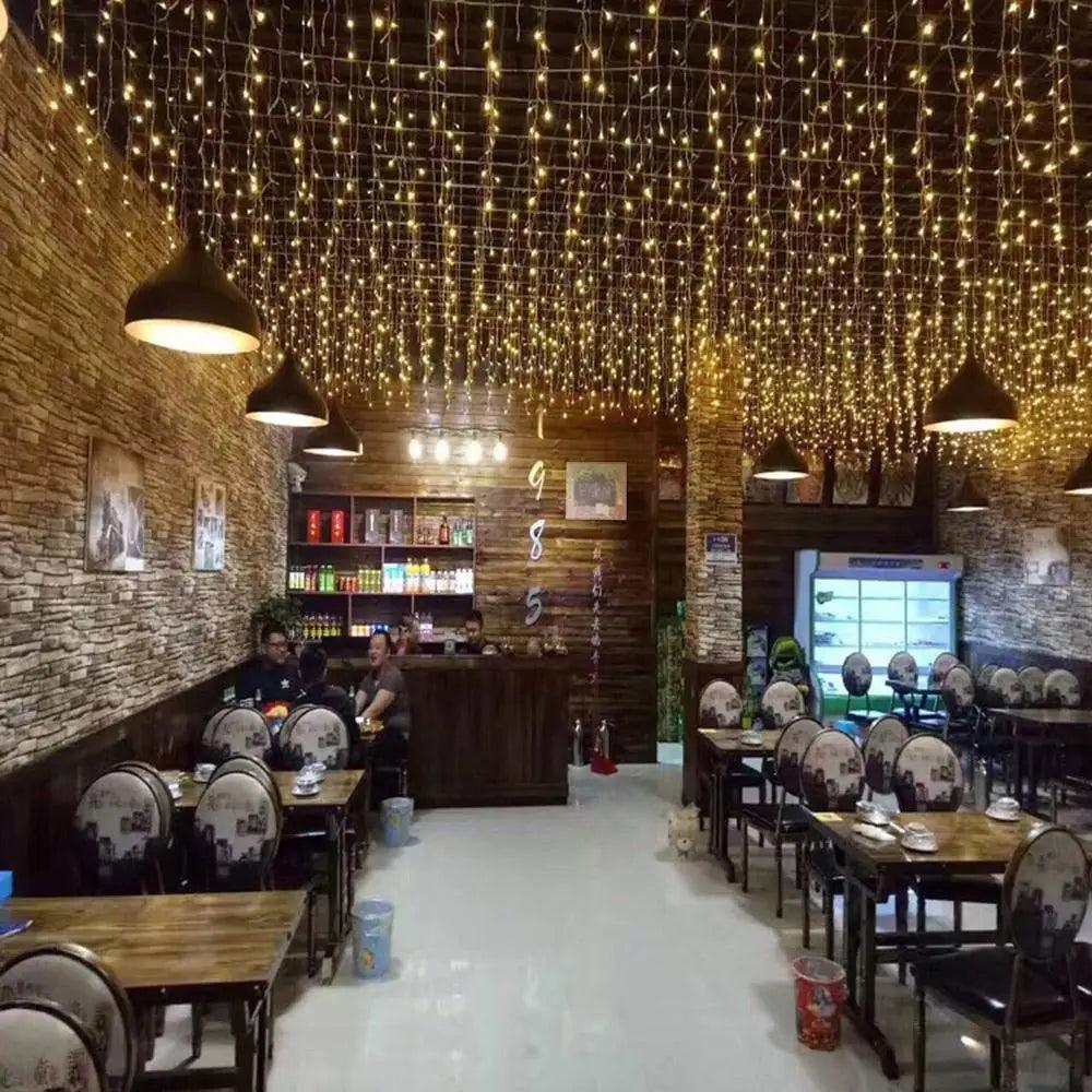 New Sizzling 4m droop 0.4 - 0.6m 96 LED Curtain String Lights For Outdoor Christmas Twinkle Fairy Garland EU/US Plug